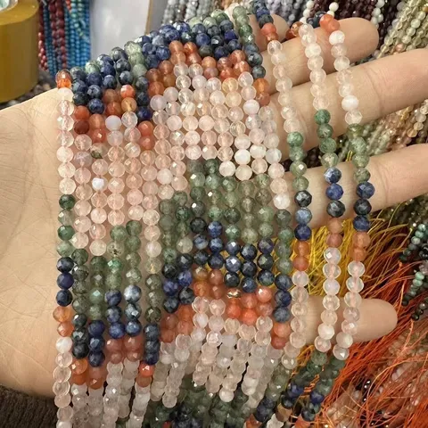 Faceted Natural Stone Crystal Agate Beads Small Loose Beads For DIY Necklace Bracelet Jewelry Making Accessory