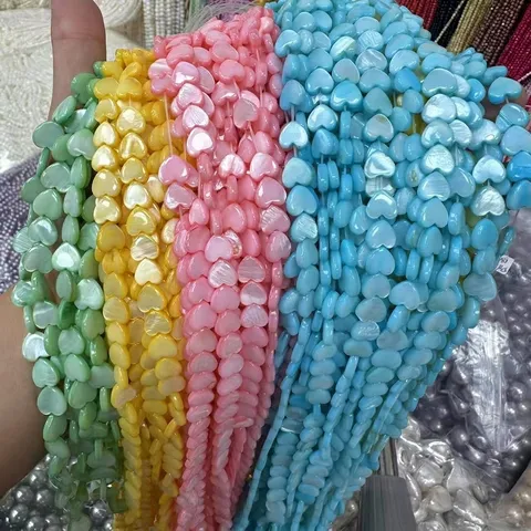 Heart Shaped Mother Of Pearl Shell Beads For Jewelry Making DIY Colorful Natural Shell Loose Beads For Necklace Bracelet Craft