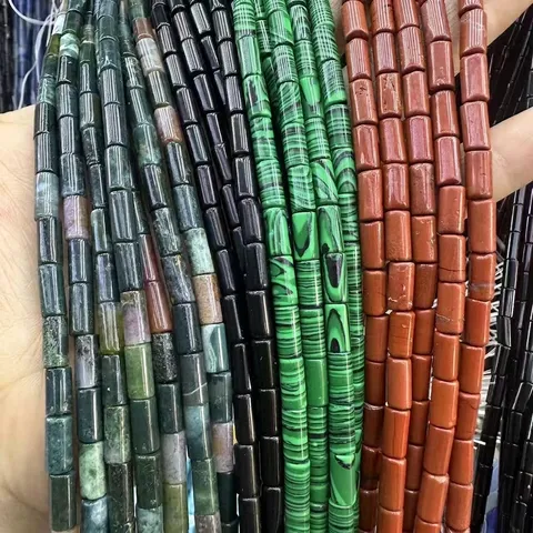 Natural Stone Cylinder Beads Polished Crystal Agate Tube Spacer Beads For DIY Jewelry Making Necklaces Bracelets Findings Accessories