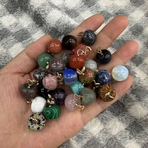 Natural Stone Apple Pendants Mixed Colors Agate Crystal Charms For DIY Earrings Bracelets Jewelry Making Accessories