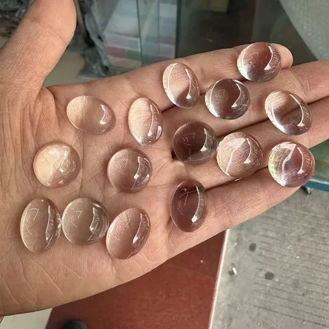 Cabujón de Cristal Blanco Sintético Redondo Ovalado Espalda Plana Piedras Sueltas Para Creación de Joyas DIY Piedras Pulidas