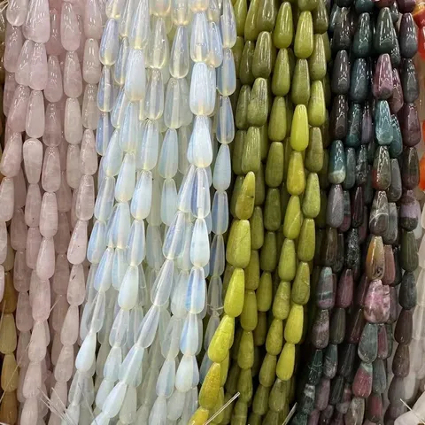 Cuentas de Piedra Natural Pulida Gota de Agua Cristal Ágata Cuentas Sueltas para Fabricación de Joyas DIY Accesorios de Horquilla