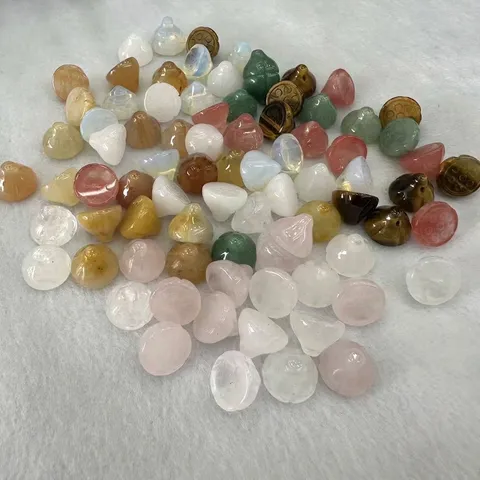 12mm Natural Stone Lotus Pod Beads Hand-Carved Gemstone Buttons For Handmade DIY Jewelry Clothing Accessories Craft Supplies