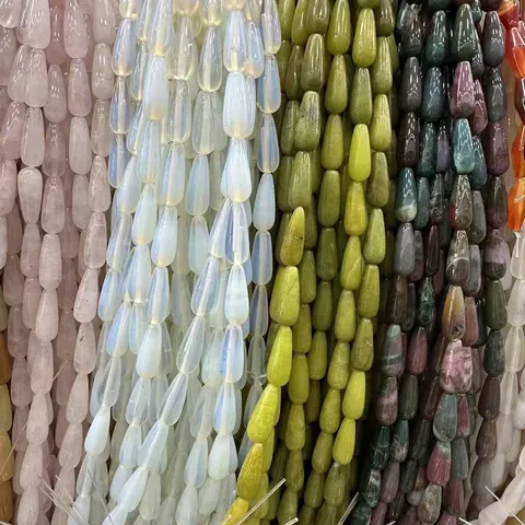 Cuentas de Piedra Natural Pulida Gota de Agua Cristal Ágata Cuentas Sueltas para Fabricación de Joyas DIY Accesorios de Horquilla
