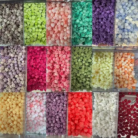 3D Rose Flower Shell Powder Beads DIY Jewelry Making Accessories Transverse Hole Embossed Flower For Hair Clips Headwear Materials