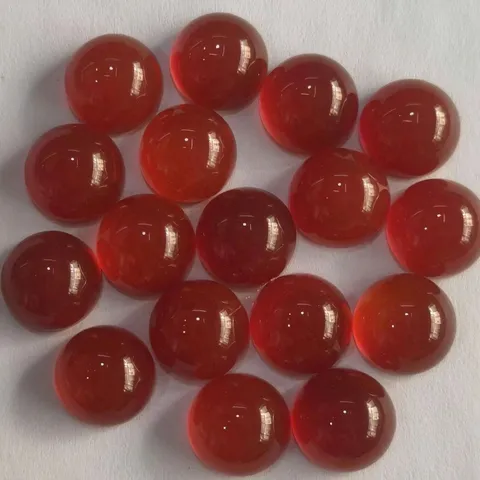 Perle di Pietre Preziose Cabochon Tonde in Agata Rossa Naturale a Fondo Piatto per Creazione Gioielli DIY Anelli Orecchini