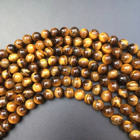 Natural Tiger Eye Stone Round Loose Beads Smooth Polished Gemstone Beads For DIY Jewelry Making Bracelets Necklaces Hairpin Accessories