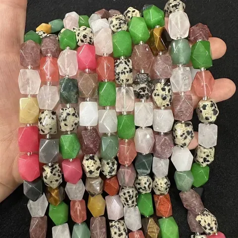 Faceted Rectangular Octagon Natural Stone Beads Crystal Agate Loose Beads Strand For DIY Necklace Bracelet Jewelry Making Accessories