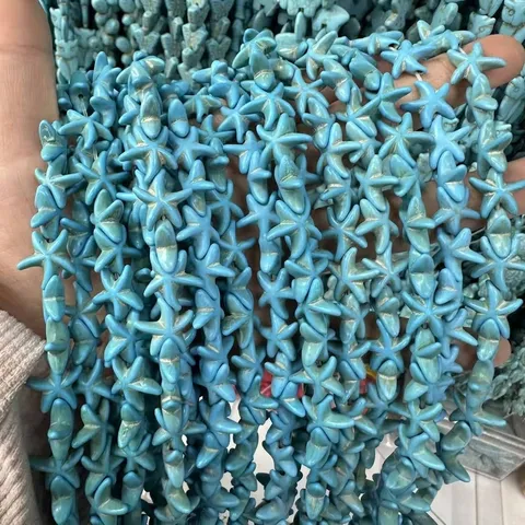 Starfish Sea Star Shell Beads For Jewelry Making Dyed Synthetic Turquoise Look Spacer Beads DIY Beach Anklet Bracelet