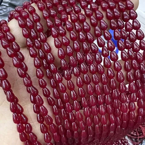 Pierre Naturelle Goutte d'Eau Calcédoine Perles Lisses Goutte de Larme Perles en Vrac Pour Création de Bijoux Collier Bracelet