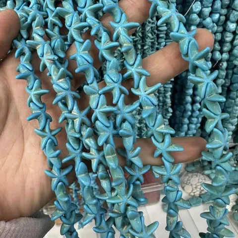 Starfish Sea Star Shell Beads For Jewelry Making Dyed Synthetic Turquoise Look Spacer Beads DIY Beach Anklet Bracelet