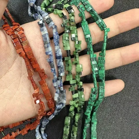 Natural Stone Two-Hole Tila Beads Rectangular Flat Gemstone Crystal Agate Loose Beads For DIY Jewelry Making Necklace Bracelet Material