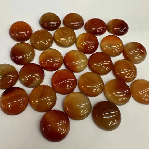 Natural Red Agate Cabochon Flat Back Round Loose Stone For DIY Earrings Pendant Jewelry Making Accessories Polished Gemstone