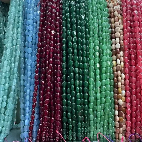 Perles en Pierre Naturelle Calcédoine Ovales DIY Création de Bijoux Accessoires Bracelet Collier Perles en Vrac