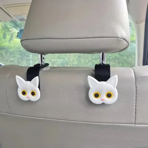 Universal Car Seat Headrest Hanger Cute Cartoon Cat Heart Flower Car Back Seat Hook Interior Storage Organizer