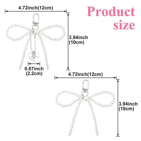 Cute Y2K Pearl Bow Tassel Keychain Artificial Pearl Alloy Bag Charm Aesthetic Car Pendant Women Gift