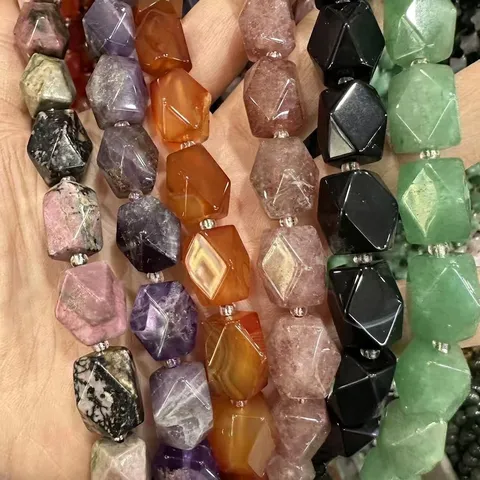Faceted Rectangular Octagon Natural Stone Beads Crystal Agate Loose Beads Strand For DIY Necklace Bracelet Jewelry Making Accessories