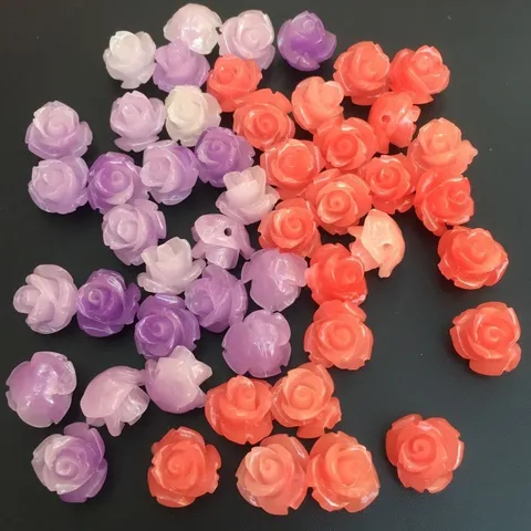 3D Rose Flower Shell Powder Beads Natural Pressed Floral Spacer Beads For Handmade DIY Necklace Bracelet Jewelry Making Women Accessories