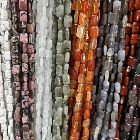 Natural Stone Crystal Agate Tiger Eye Rectangular Double Arc DIY Jewelry Making Loose Beads Strand For Crafting Jewelry Accessories