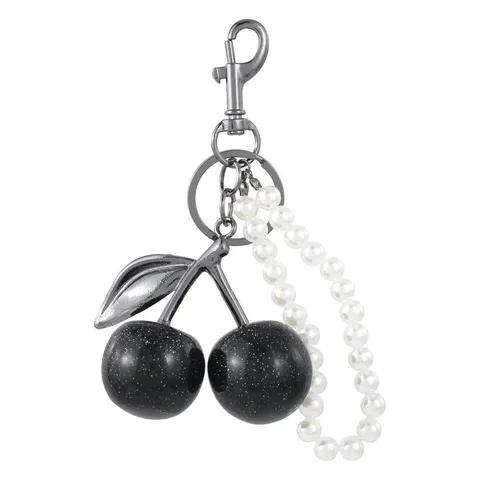 Niedlicher Kirsch Schlüsselanhänger Perlenkette Tasche Anhänger Harz Glitzer Auto Schlüsselring Schmuck für Damen