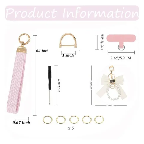 Artificial Pearl Keychain Bracelet Wrist Lanyard Bowknot Cute Car Key Ring Holder Fashion Bag Charm Accessories