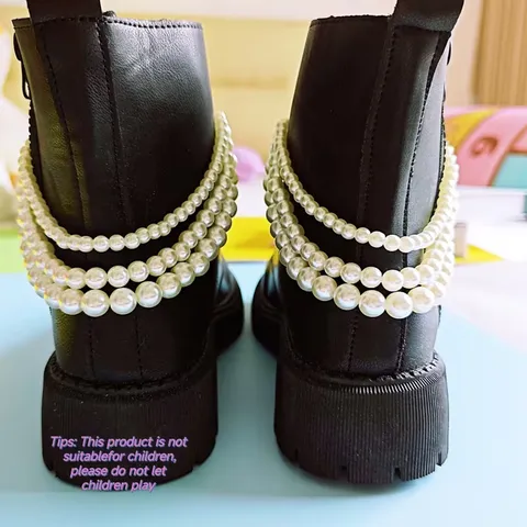 Multi Layer Artificial Pearl Shoe Chain Sweet Cool DIY Handmade Shoe Accessories Removable Metal Buckle Decorative Pearl Chain