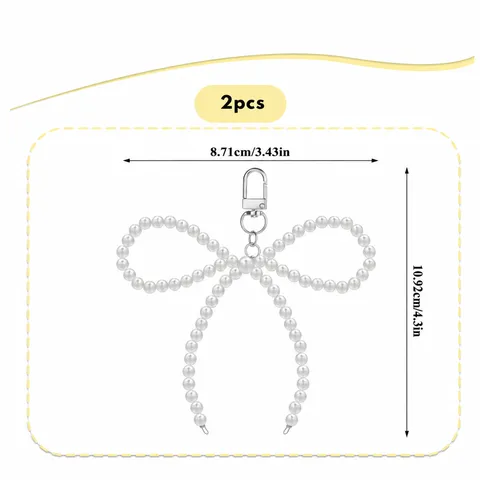Llavero de Lazo de Perla Estilo Dulce Y2K Perla Artificial Colgante de Teléfono Cerradura de Metal Cadena de Llaves Colgante de Bolso
