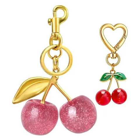 Süßer Kirsch Schlüsselanhänger Künstliche Perle Legierung Taschenanhänger Elegant Schlüsselbund Geldbörse Anhänger Mode Zubehör Für Damen