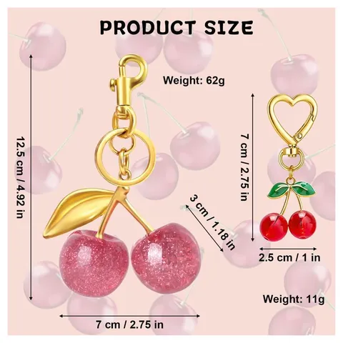 Süßer Kirsch Schlüsselanhänger Künstliche Perle Legierung Taschenanhänger Elegant Schlüsselbund Geldbörse Anhänger Mode Zubehör Für Damen
