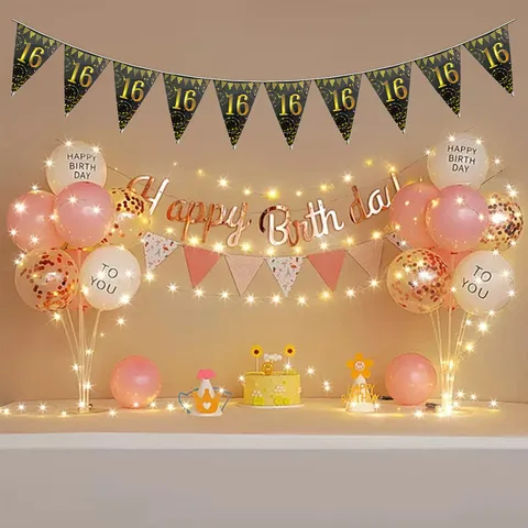 Black Gold Birthday Number Triangular Bunting Banner Paper Pennant Garland For 16th 18th 30th 40th 50th 60th 70th 80th Party Decoration