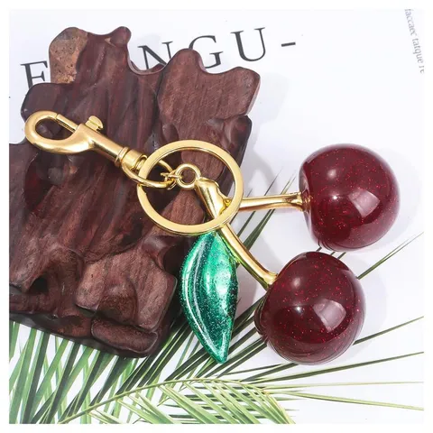 Niedlicher Kirsch-Schlüsselanhänger Frucht Schlüsselanhänger Anhänger Für Damen Ästhetische Handtasche Zubehör Auto Hängende Dekoration Schmuck Geschenk