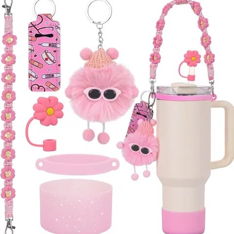 Becher Zubehör Set Süßes Gänseblümchen Gurt Silikon Stiefel Strohhalm Abdeckung Plüsch Charme Tasse Hülle Tägliche Trinkgeschirr Dekoration