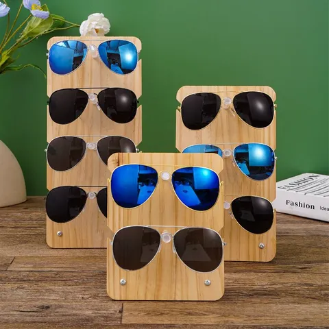 Meerdere Lagen Brillenstandaard Acryl En Hout Zonnebril Opslag Rek Aanrecht Detailhandel Organizer Houder Voor Brillen