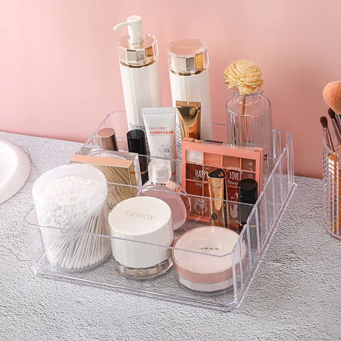 Klare Acryl Kosmetik Aufbewahrungsbox Mehrfächer Desktop Make-up Organizer Für Lippenstift Puder Und Palette