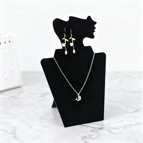 Zwarte Fluweel Opvouwbare Sieraden Display Standaard Blad Mannequin Vorm Ketting Oorbel Organiser Houder Rek