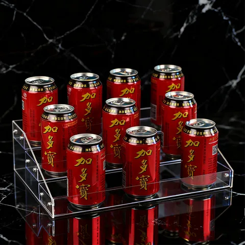 Clear Acrylic Tiered Display Racks Countertop Organizer Multilayer Storage Shelf For Soda Cans Bottles Supermarket Retail