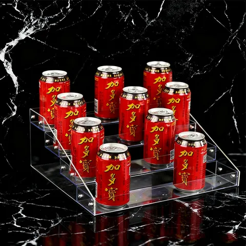 Clear Acrylic Tiered Display Racks Countertop Organizer Multilayer Storage Shelf For Soda Cans Bottles Supermarket Retail