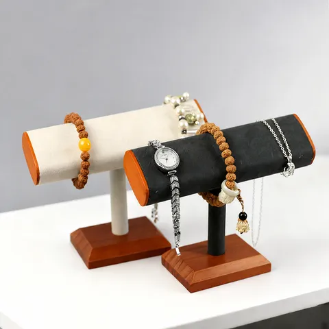 Massief Houten Armband Display Standand T-Bar Sieraden Organizer Horloge Houder Ketting Opbergrek Voor Thuis Kantoor Decor