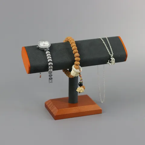 Massief Houten Armband Display Standand T-Bar Sieraden Organizer Horloge Houder Ketting Opbergrek Voor Thuis Kantoor Decor