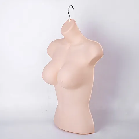 Plastic Half Body Large Chest Mannequin Hanging Display Prop For Clothing Store Bra Swimwear Lingerie Display Stand