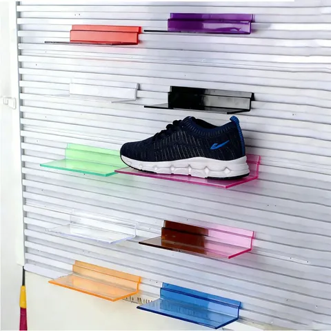 Transparant Kunststof Schoen Display Standaard Slatwall Schoenhouder Wandmontage Plank Voor Winkel