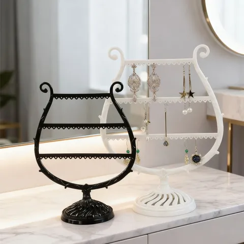 Plastic Harp Gevormde Sieraden Display Standaard Creatieve Oorring Ketting Houder Organizer Desktop Opbergrek Voor Vrouwen