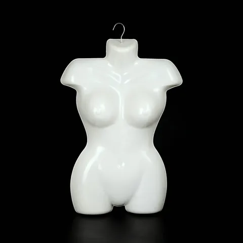 Mannequin Buste Demi-Corps en Plastique Pièce de Poitrine Présentoir de Vêtements Grande Taille Modèle Féminin Cintre