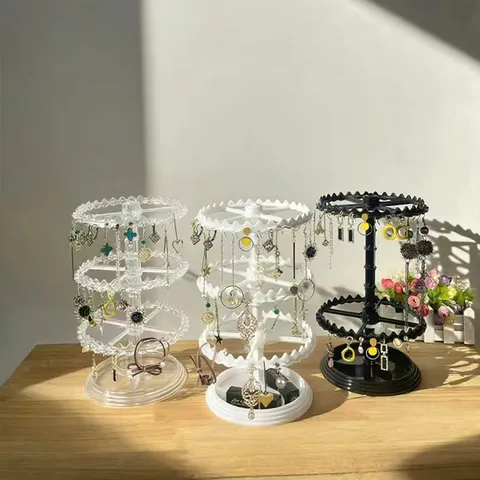 Meerdere Lagen Draaibare Oorbel Display Standaard Kunststof Sieraden Organizer Voor Armbanden Kettingen
