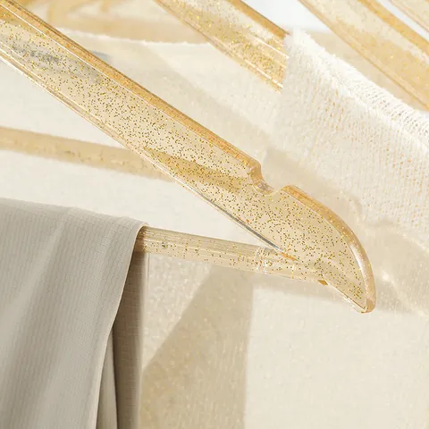 Perchas Transparentes con Purpurina Lujo Ligero Percha de Cristal de Plástico con Gancho Metálico para Armario Tienda de Ropa Hogar