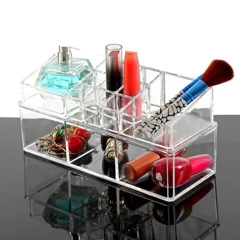 Transparante Acryl Cosmetische Opbergdoos Multifunctionele Desktop Organizer Met Laden En Lipstick Houder