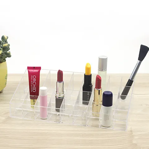 Duidelijke Plastic Multi Raster Lippenstift Houder Make-up Organizer Desktop Cosmetische Opslag Display Rek Voor Lippenstift Lip Gloss