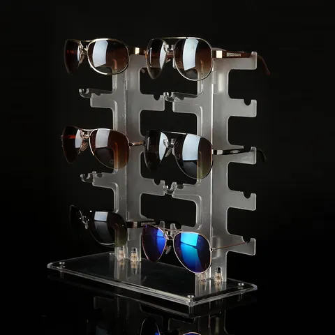 Clear Acrylic Sunglasses Display Stand Multi-Layer Eyewear Holder Countertop Glasses Organizer Retail Showcase Stand