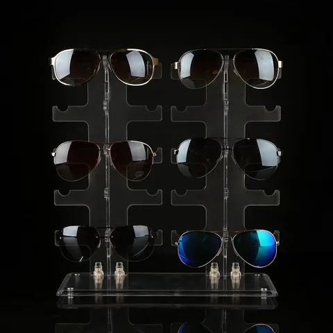 Clear Acrylic Sunglasses Display Stand Multi-Layer Eyewear Holder Countertop Glasses Organizer Retail Showcase Stand