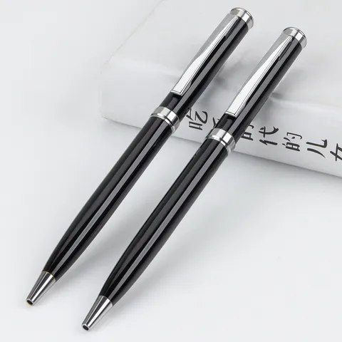 Metalige Balpen Draaibaar Zakelijk Kantoor Balpennen Aluminium Schrijfpen Zwarte Inkt Stationery Cadeau